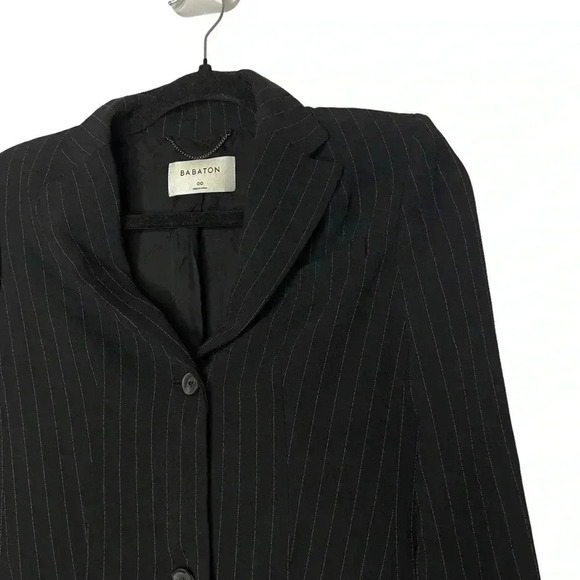 Aritzia Babaton Trent Pinstripe Dark Navy Long Sleeve Jacket Size 00 - Picture 8 of 12